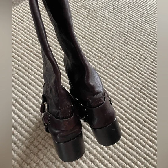 Jeffery Campbell REFLECTN Harness Brown Leather Moto Boots - Picture 9 of 16